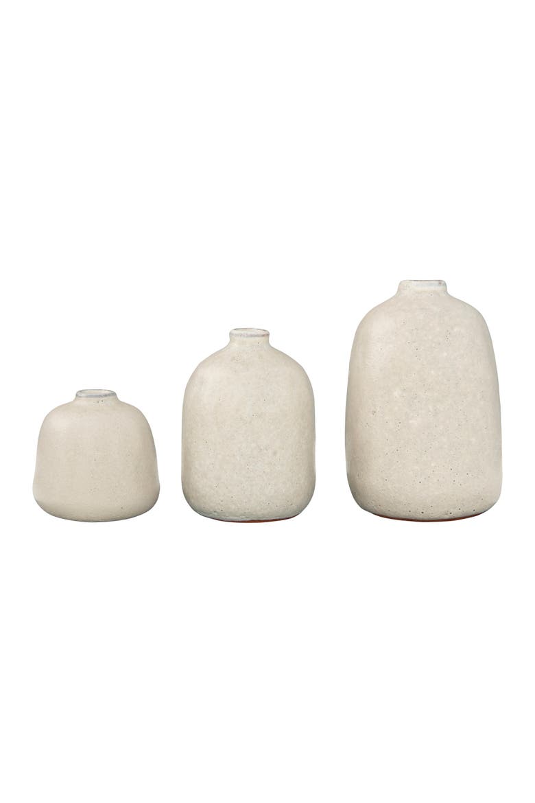 Various Decorative Terra-cotta Vases with Pitted Sand Finish, Light Grey, Set of 3, Main, color, Grey