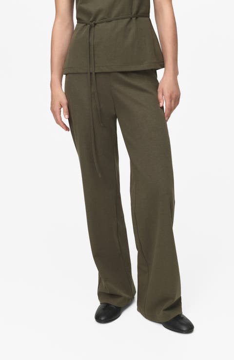 Straight Fit Pants with Elastic Waist