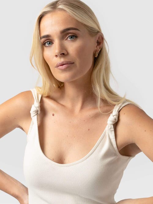 Saint + Sofia Knot Vest Rib In White