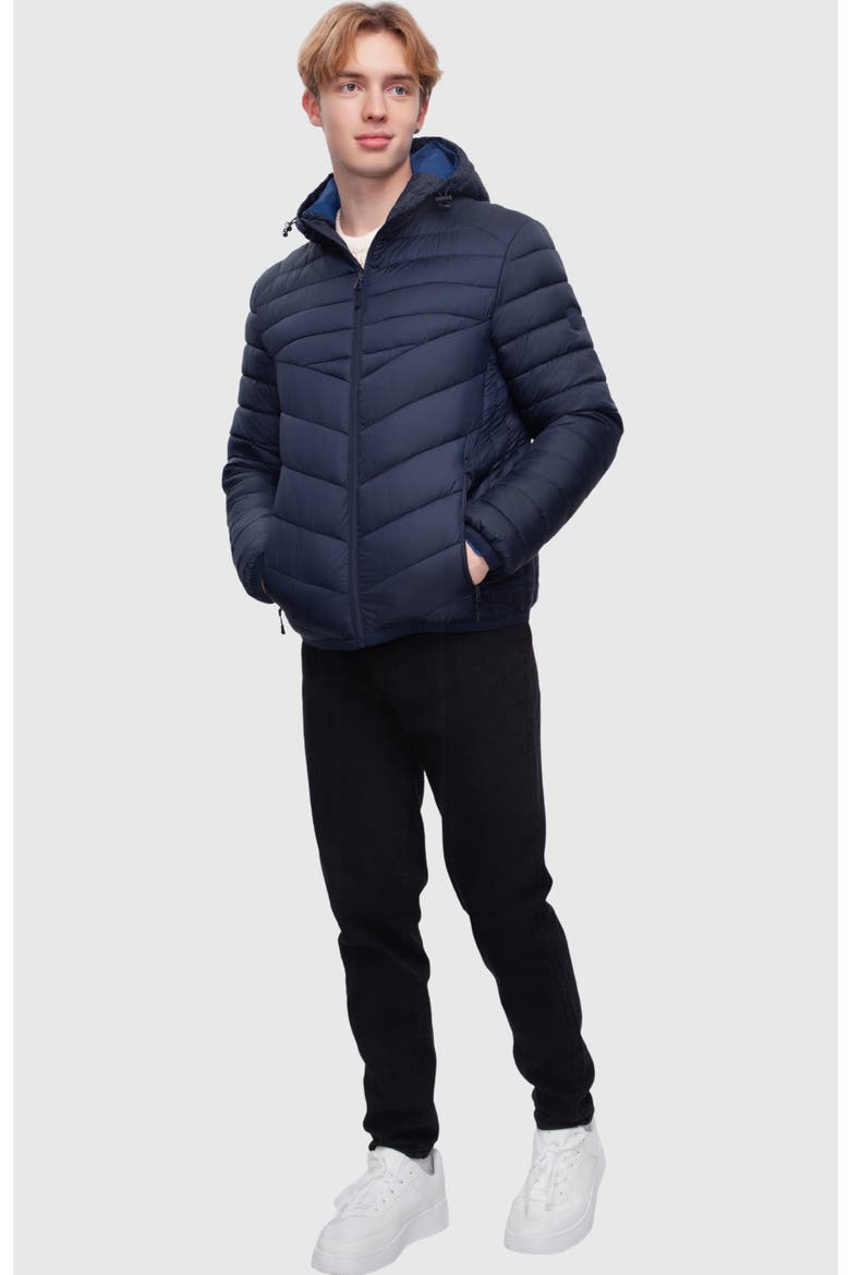 Lightweight Quilted Hooded Puffer Jacket, Alternate, color, Navy