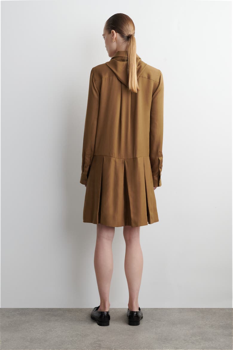 Scarf-Detail Dropped-Waist Mini Dress, Alternate, color, BROWN