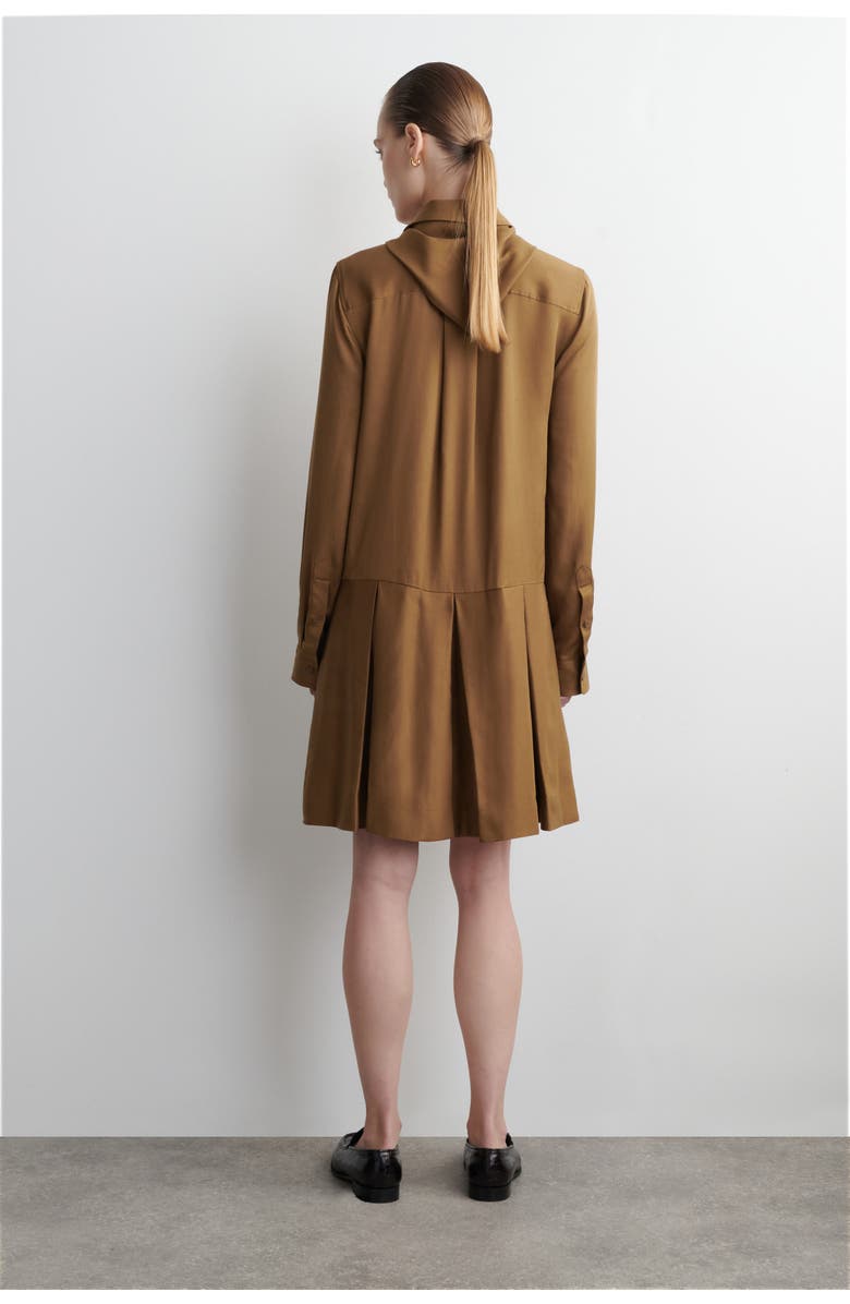 COS Scarf-Detail Dropped-Waist Mini Dress, Alternate, color, Brown