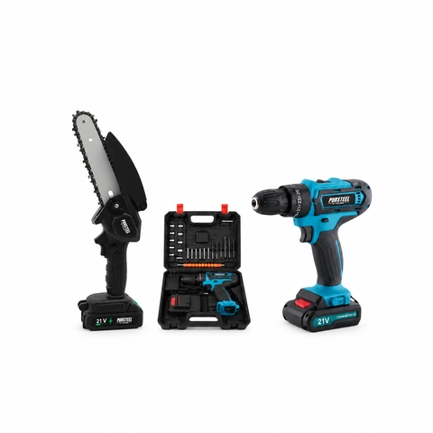 Tool Bundle - 24-Piece Drill Set & 6-Inch Mini Chainsaw