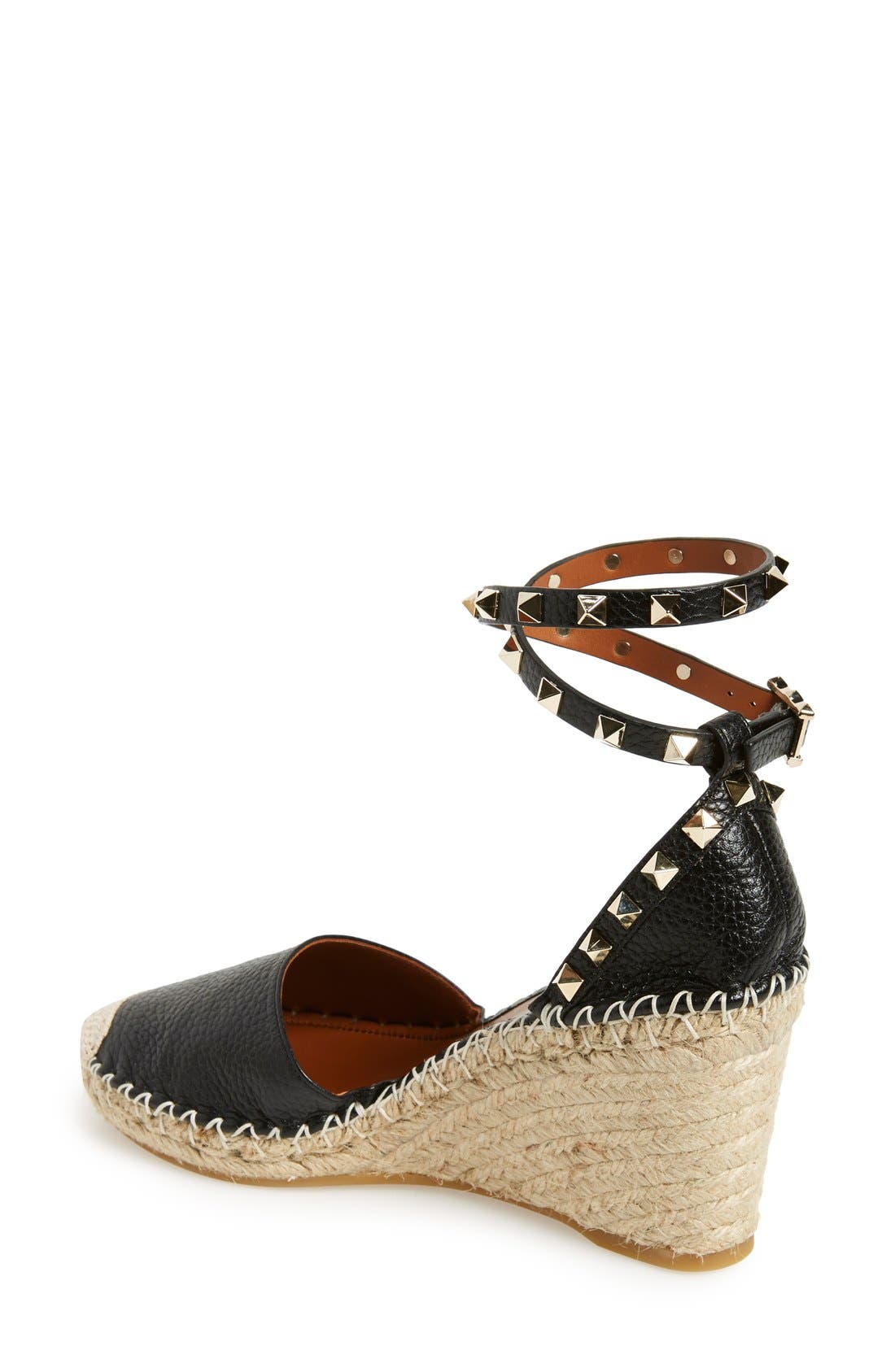 Valentino Garavani Valentino 'Rockstud' Espadrille Wedge, Alternate, color, 