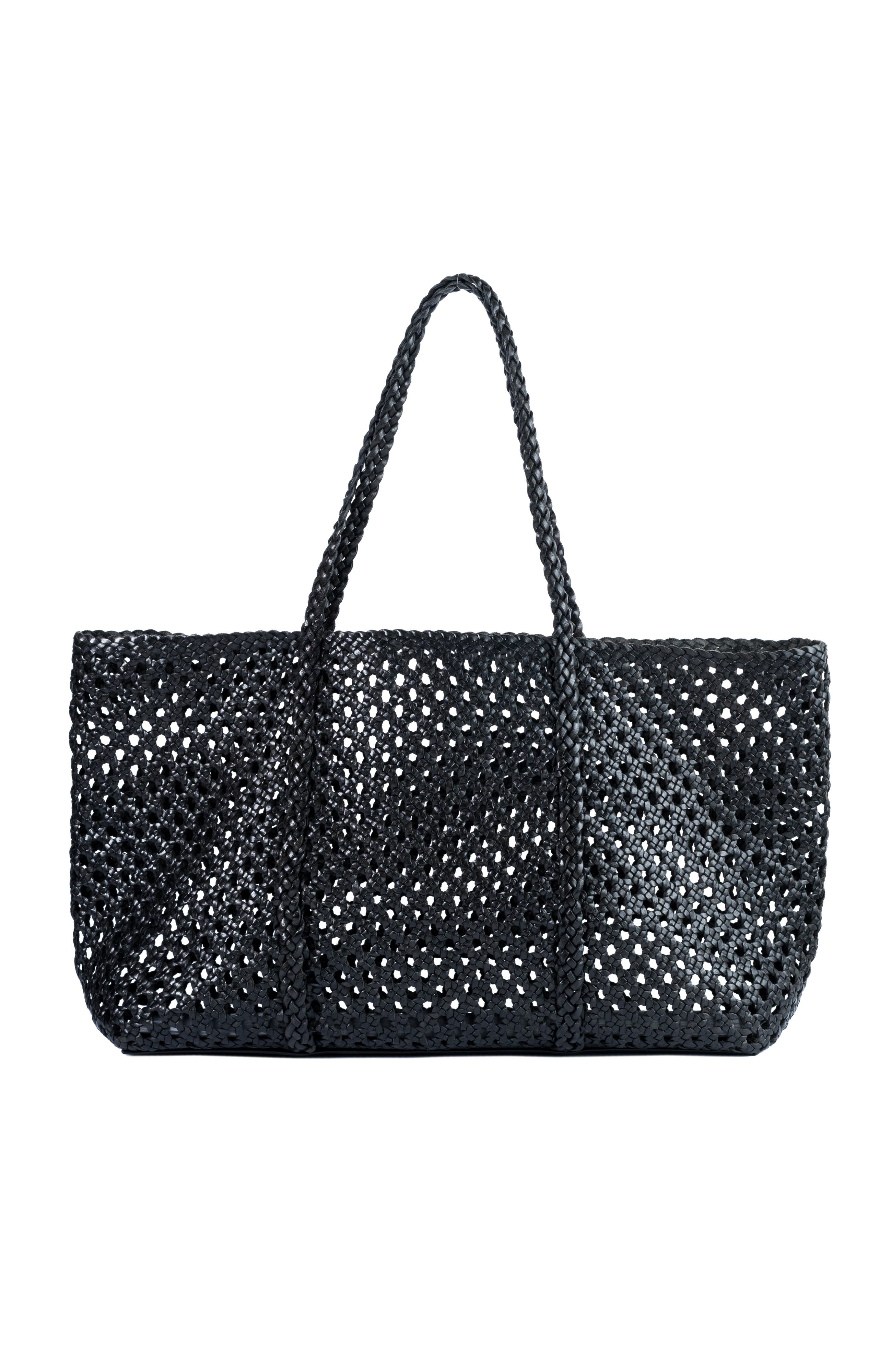 Adriana Castro La Cesta Handwoven Leather Tote, Main, color, Black