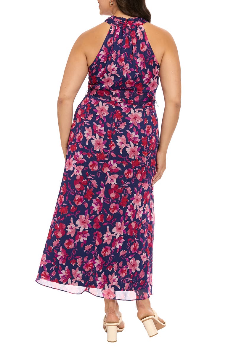 Tie Waist Maxi Dress, Alternate, color, NAVY/ SALMON