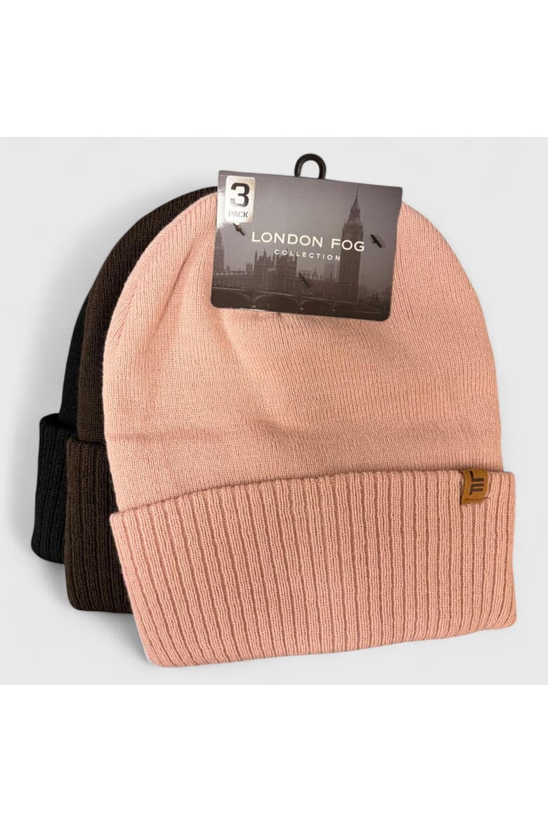 Women's 2-Pack Cable Knit Beanie Set, Alternate, color, Blush/Brown/Black