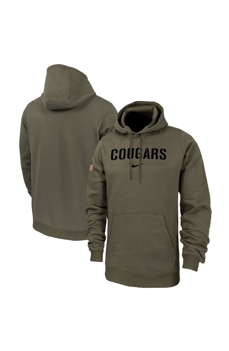 Nike Men's Nike Olive Washington State Cougars Military Pack Club Fleece Pullover Hoodie, Main, color,