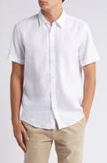 BOSS Roan Short Sleeve Stretch Linen Blend Button-Up Shirt