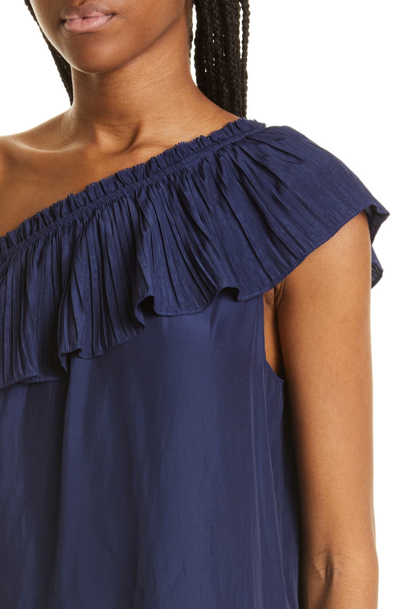 Ramy Brook One-Shoulder Pleat Ruffle Top, Alternate, color, 