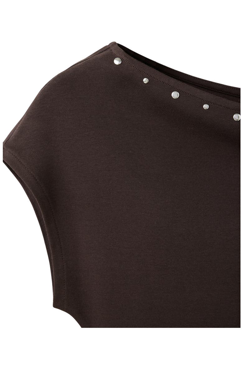 Asymmetrical Studded T-Shirt, Alternate, color, BROWN