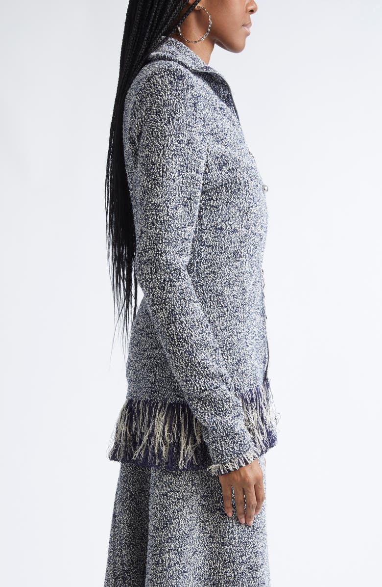 Rabanne Fringe Hem Bouclè Jacket, Alternate, color, Navy/ White