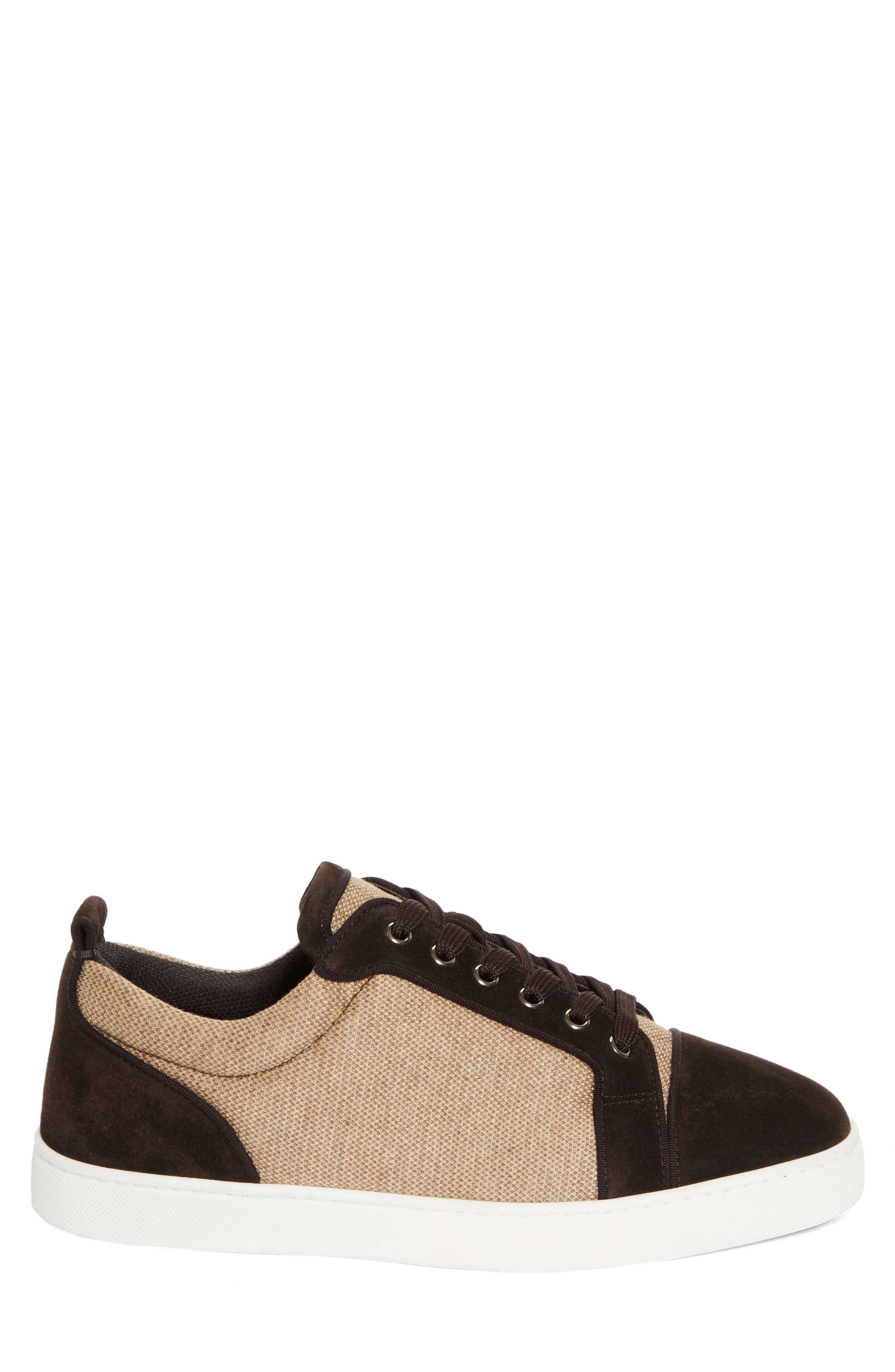 Christian Louboutin Louis Junior Orlato Mixed Media Sneaker, Alternate, color, Cafe/ Brown