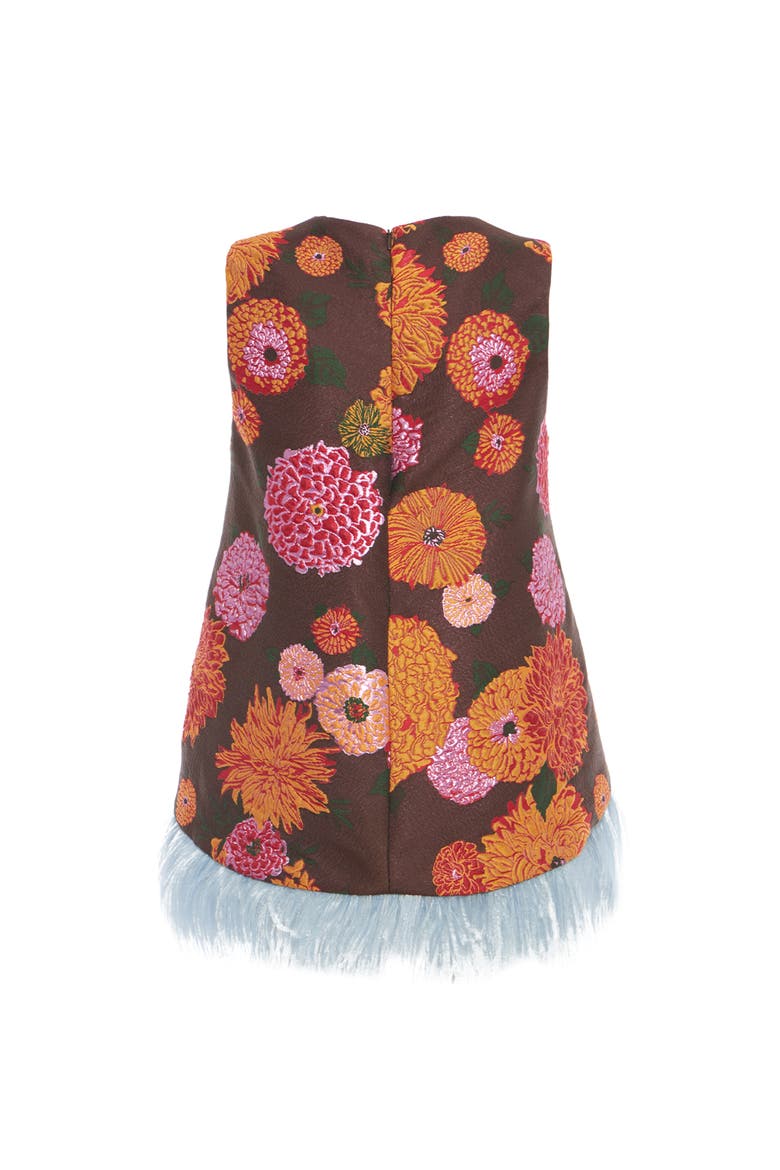 La Scala Top With Feathers Jacquard Gyn Chocolate, Alternate, color, Jacquard Gyn Chocolate