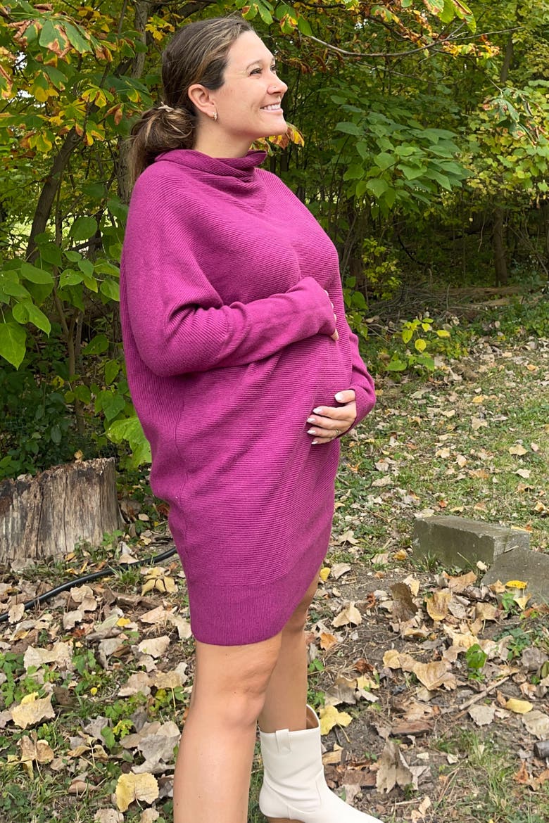 Funnel Neck Dolman Sleeve Mini Dress, Alternate, color, Taupe