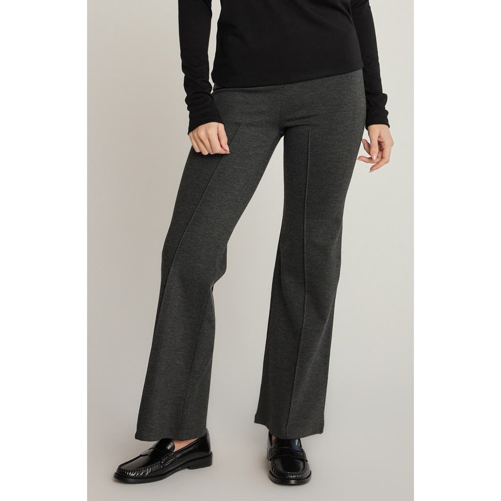 Sunday Ritual Emily Pull-on High Waist Flare Ponte Pants In Gray