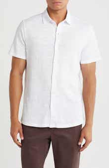 WESTZEROONE Forli Short Sleeve Cotton Knit Button-Up Shirt