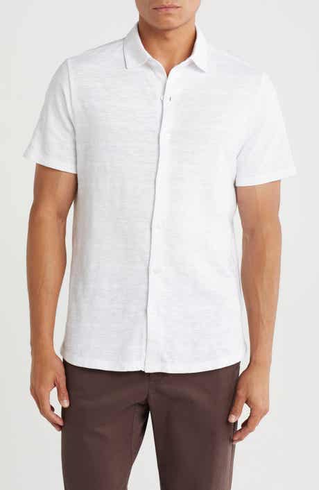 WESTZEROONE Forli Short Sleeve Cotton Knit Button-Up Shirt