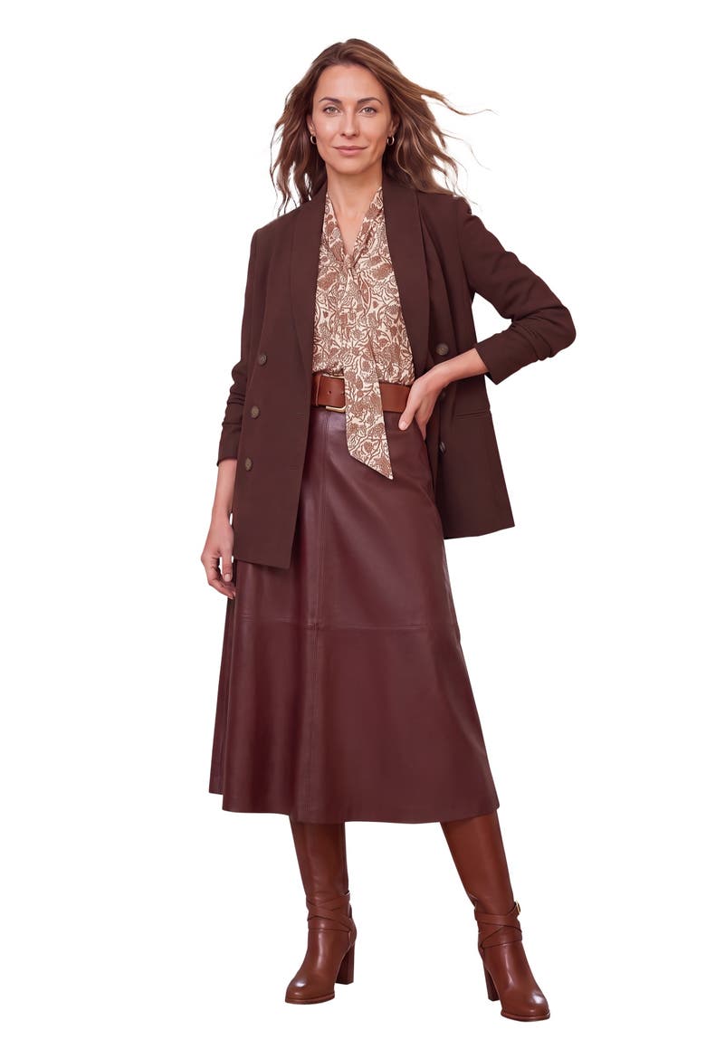 Faux Leather Midi Skirt, Main, color, RICH BROWN