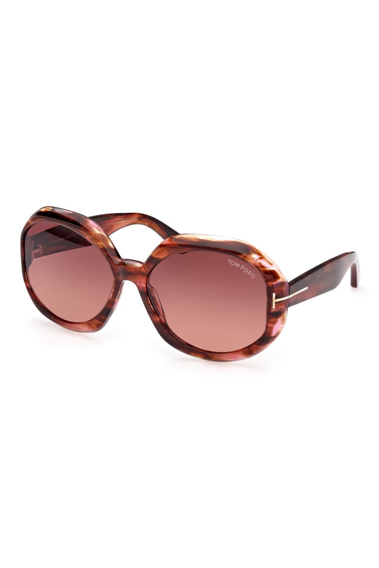 Georgia-02 62mm Gradient Oversize Round Sunglasses, Alternate, color, COLOURED HAVANA / BROWN