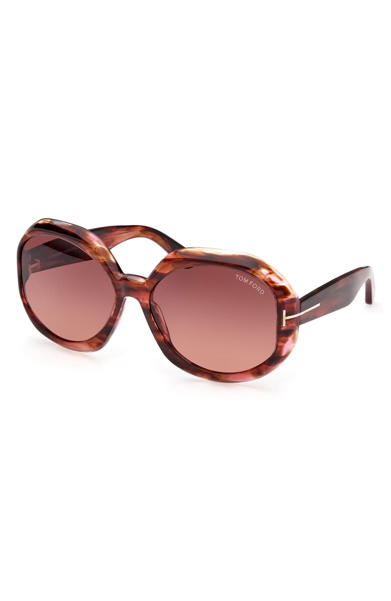 TOM FORD Georgia-02 62mm Gradient Oversize Round Sunglasses, Alternate, color, Coloured Havana / Brown