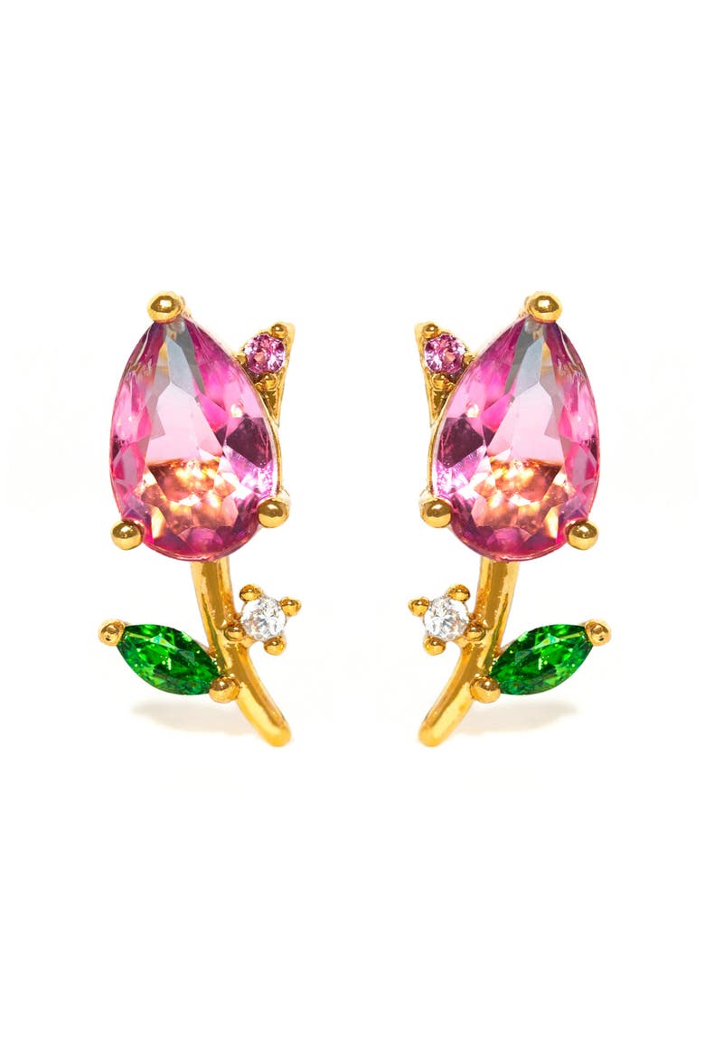 Blossoming Tulip Stud Earrings, Main, color, GOLD