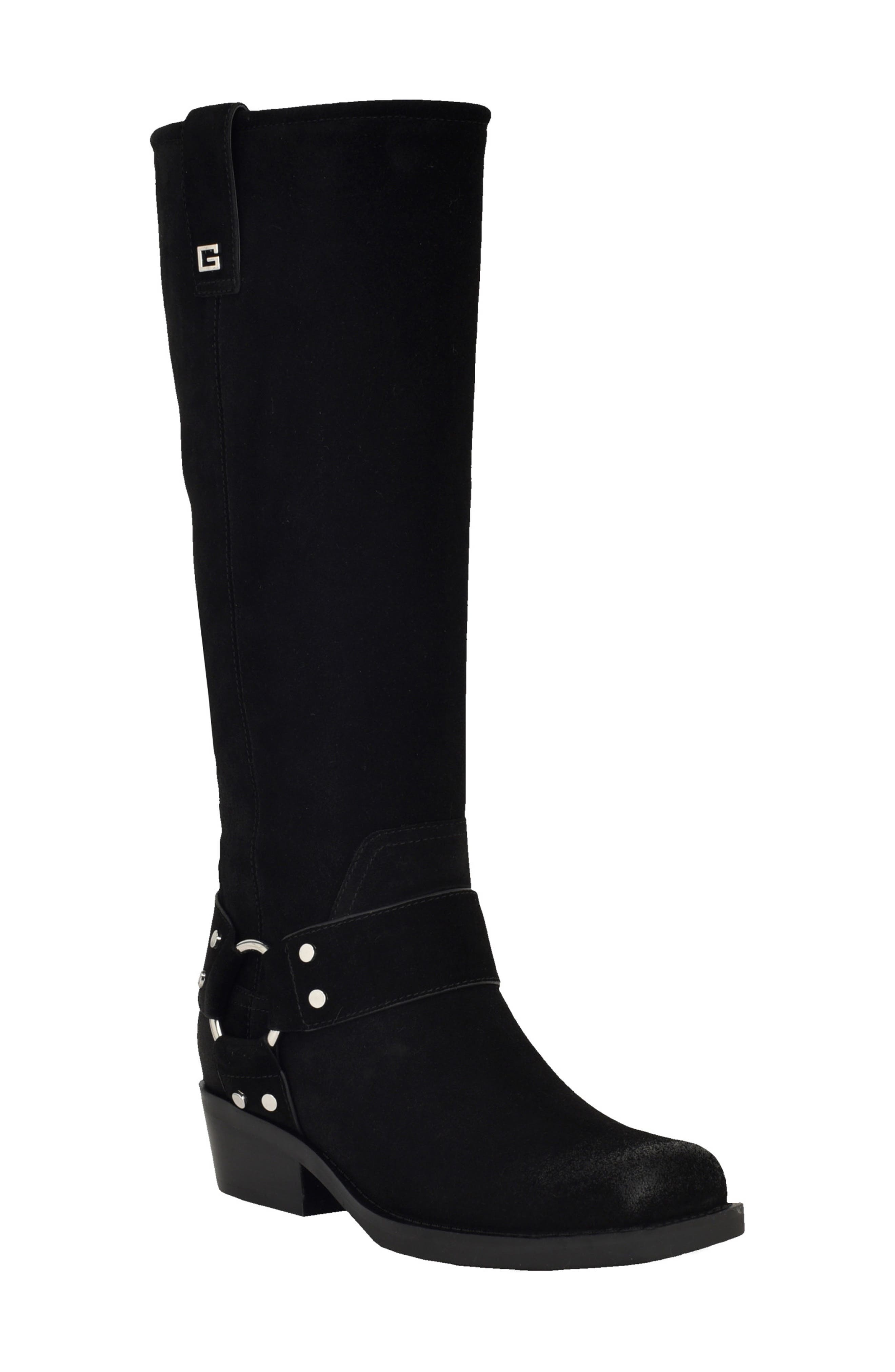 GUESS Harness Knee High Boot, Main, color, Black
