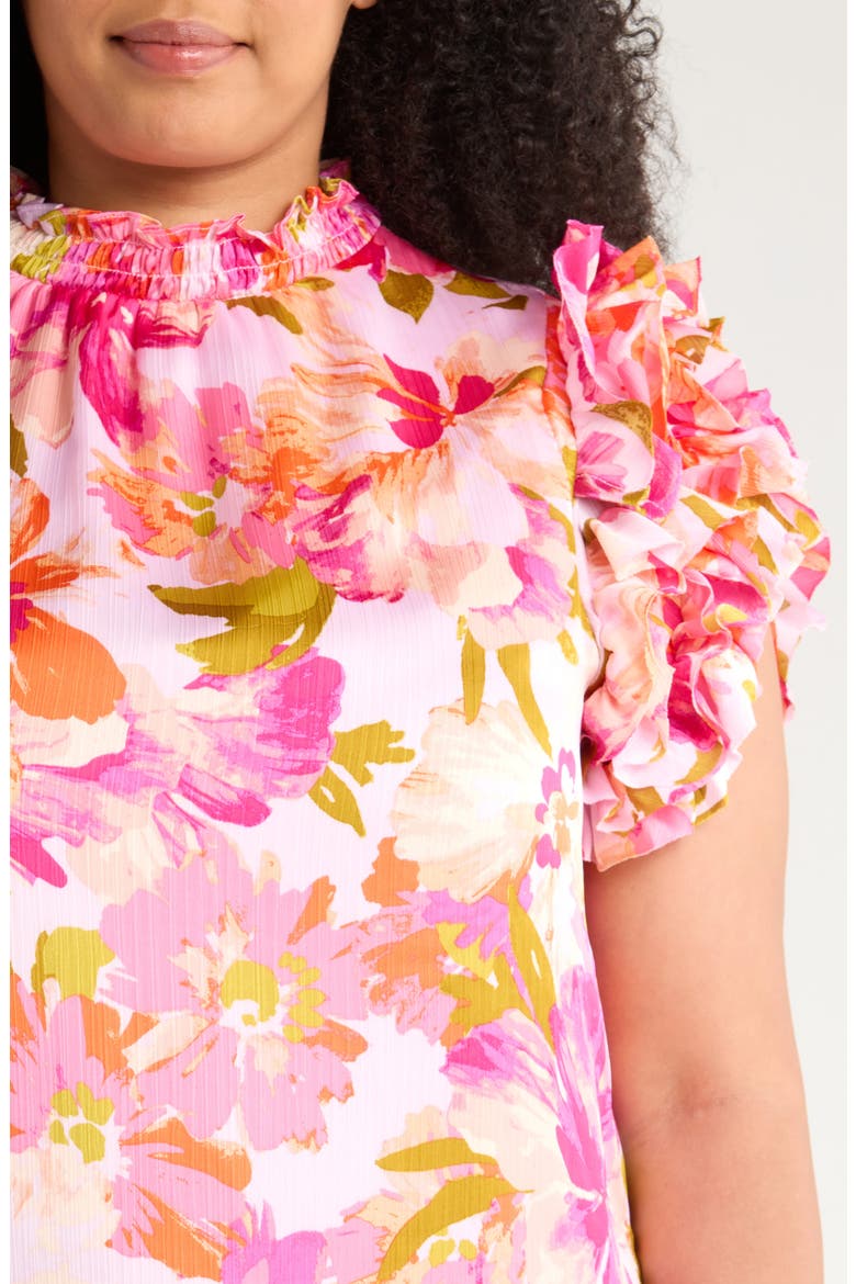 Abigal Floral Brenna Mock Neck Top, Alternate, color, CORAL PINK