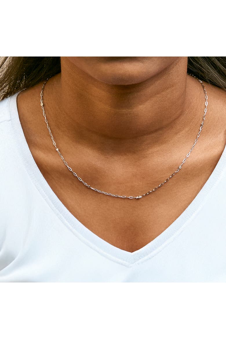 14K White Gold Bezel Set 1.00 Cttw Diamond 11 Station Necklace, Alternate, color, White
