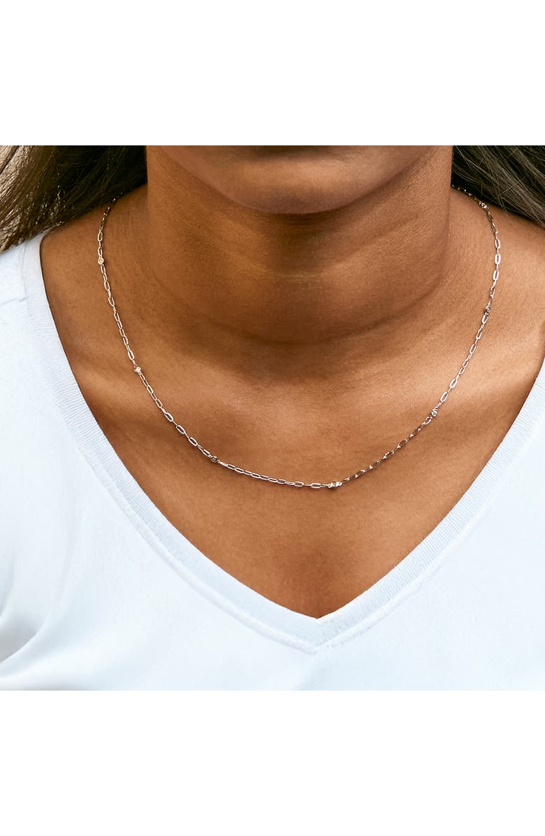 Haus of Brilliance 14K White Gold Bezel Set 1.00 Cttw Diamond 11 Station Necklace, Alternate, color, White