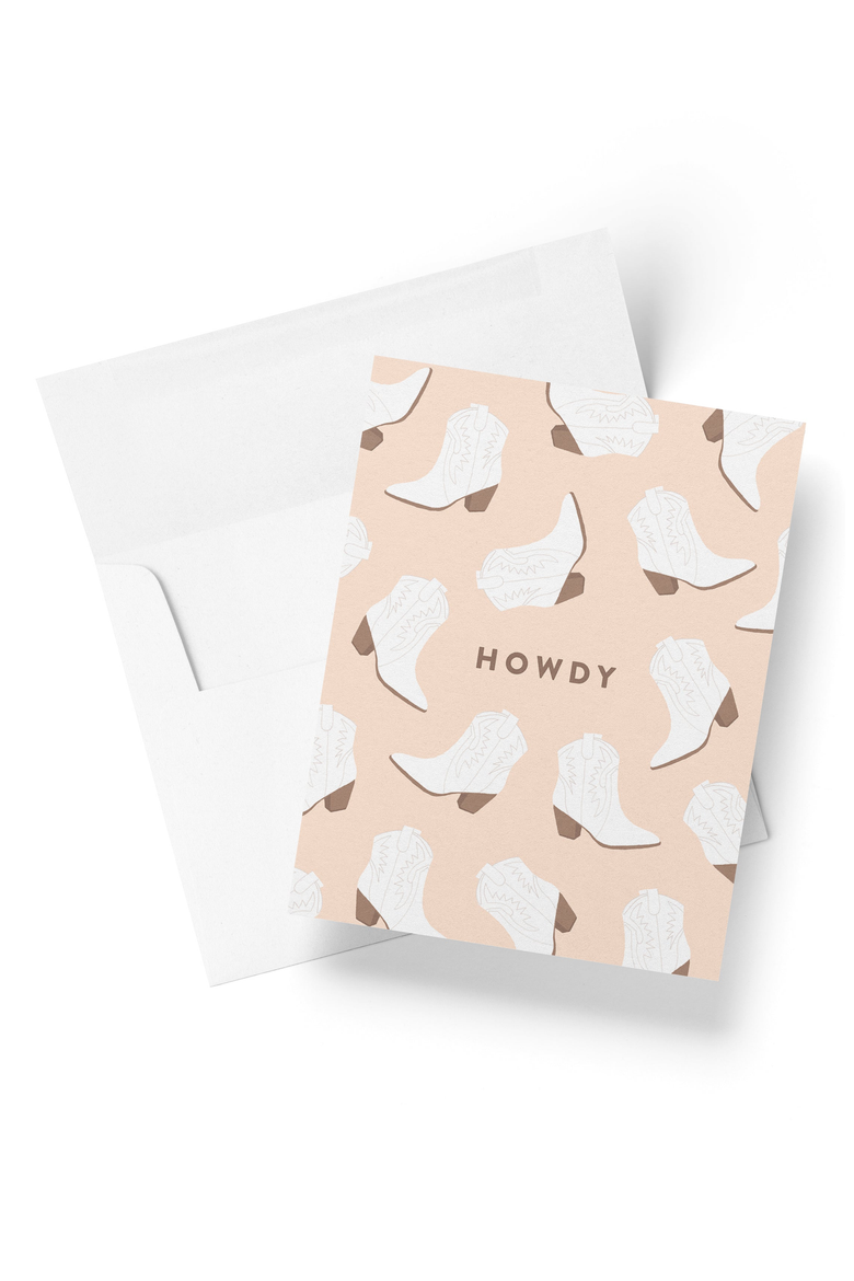 Boxed Set of 8 Howdy Greeting Cards, Main, color, Pink / White
