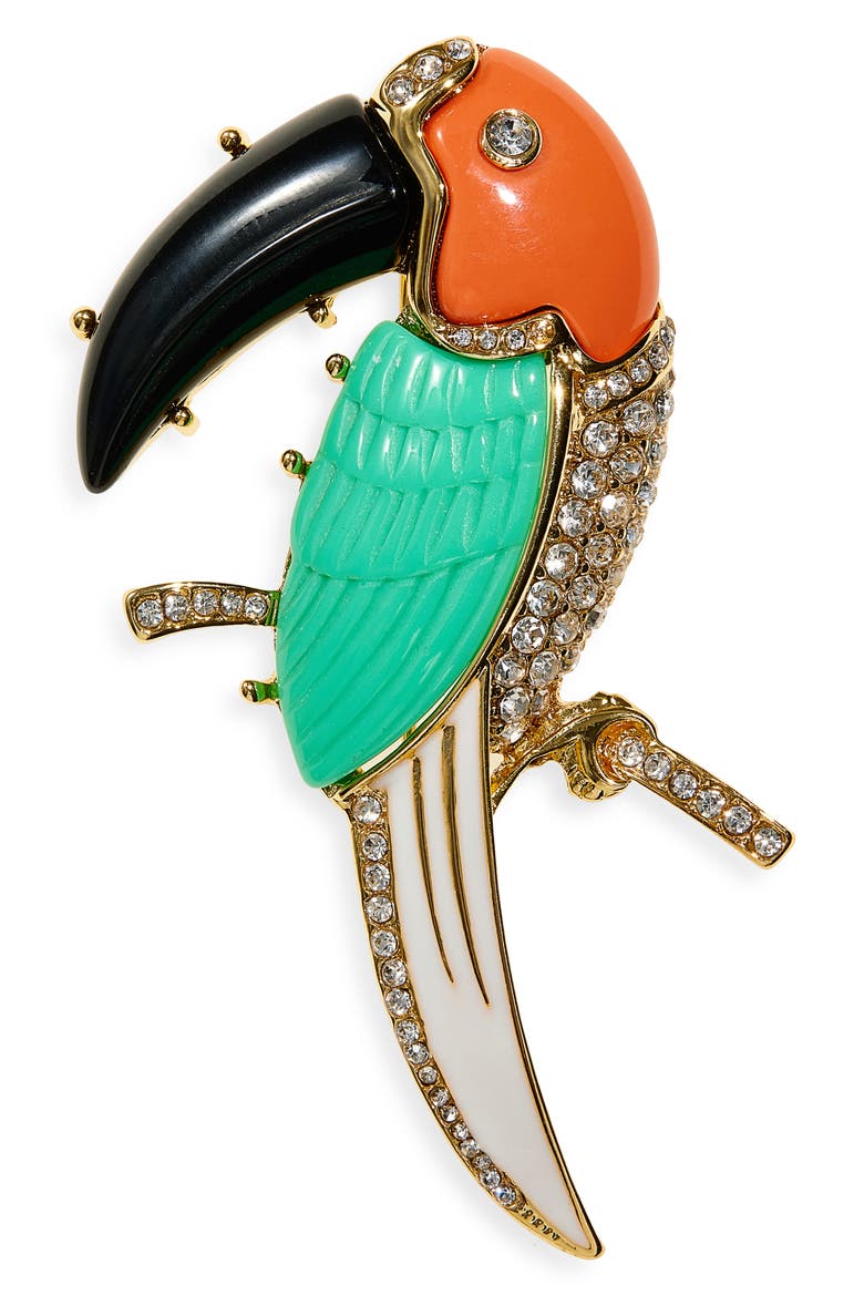 Toucan Pin, Main, color, POLISHED GOLD