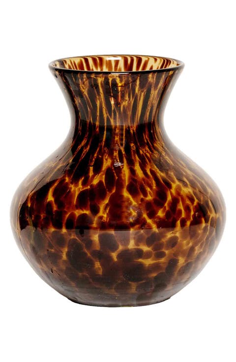 Puro 6-Inch Tortoiseshell Pattern Glass Vase