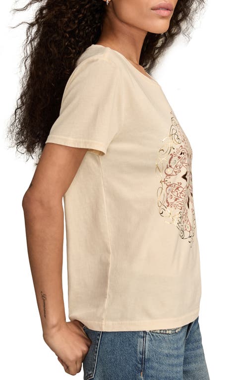 Lucky Brand Ornate Sun Frame Metallic Graphic T-shirt In Neutral