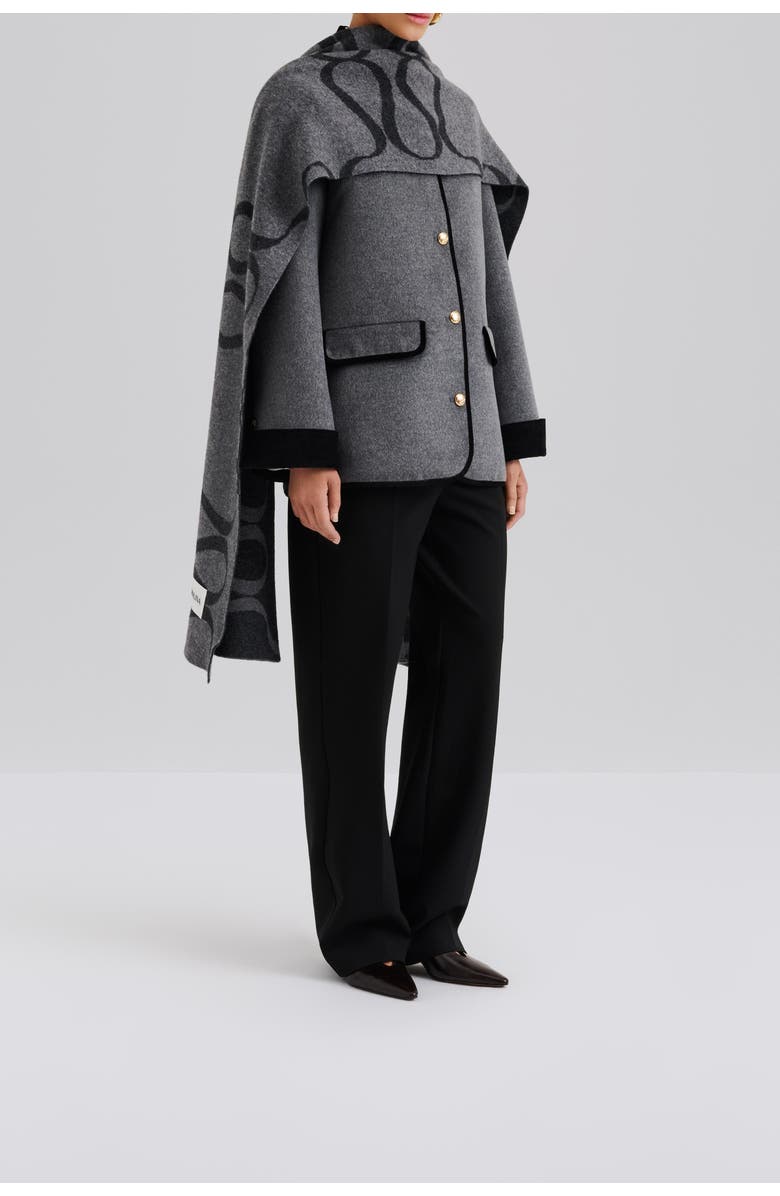 Malina Monogram Wool Blend Scarf, Alternate, color, Grey