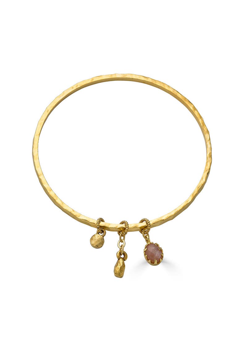 Peach Moonstone Talisman Bangle Bracelet, Main, color, Gold