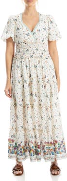 MAX STUDIO Short Sleeve V-Neck Maxi Dress