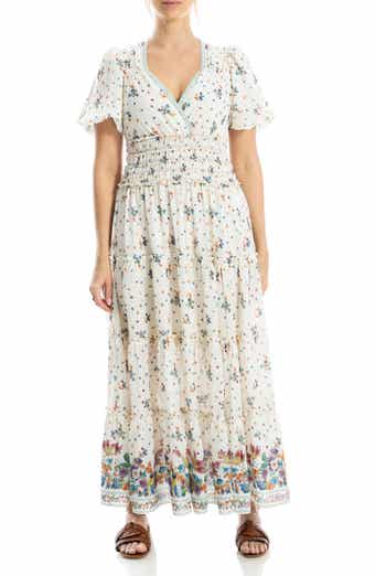 MAX STUDIO Short Sleeve V-Neck Maxi Dress