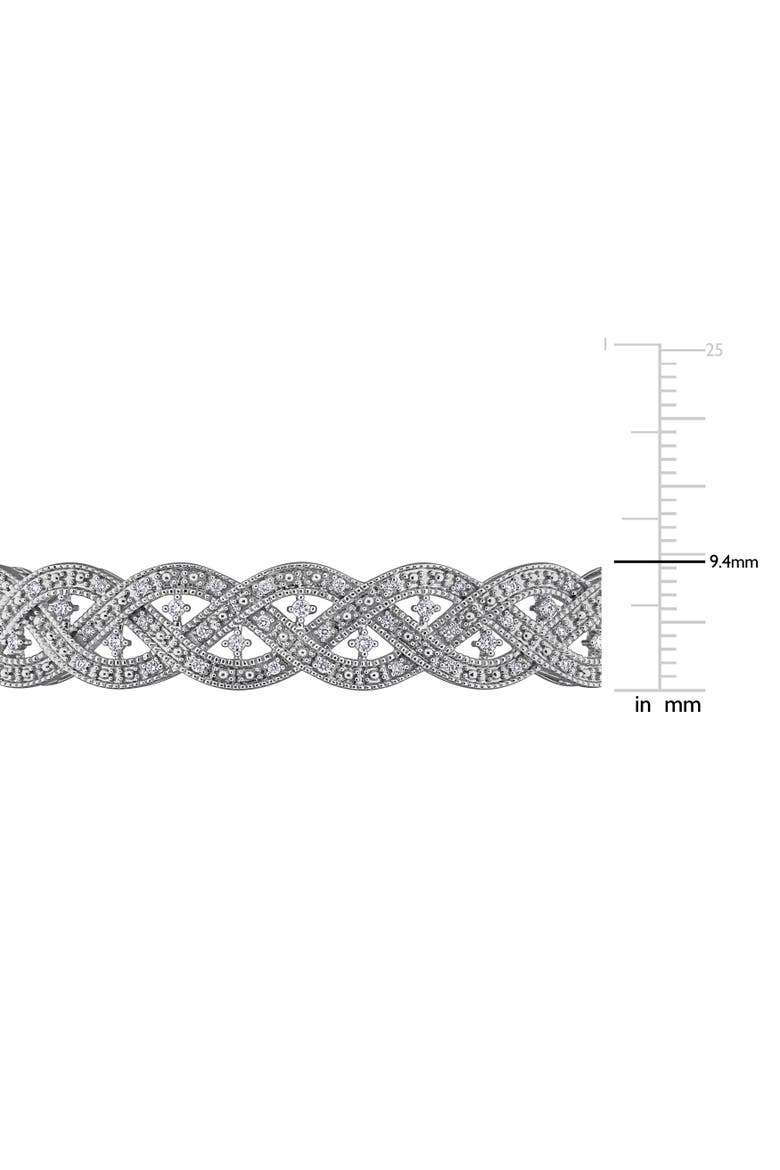 Lab-Grown Diamond Braided Bangle, Alternate, color, Sterling silver