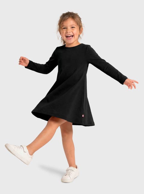 Girl's Soft 100% Cotton Baby Rib Long Sleeve Dress
