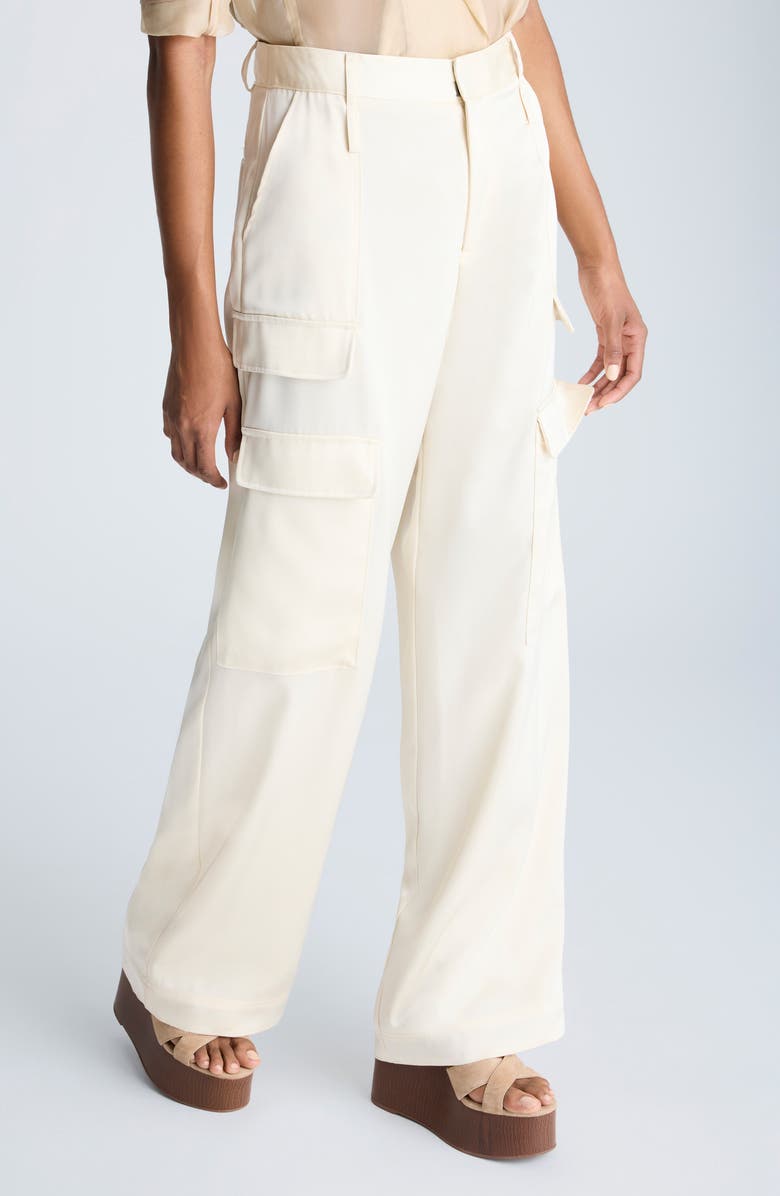 Kenneth Cole High Waist Double Face Satin Cargo Pants, Alternate, color,