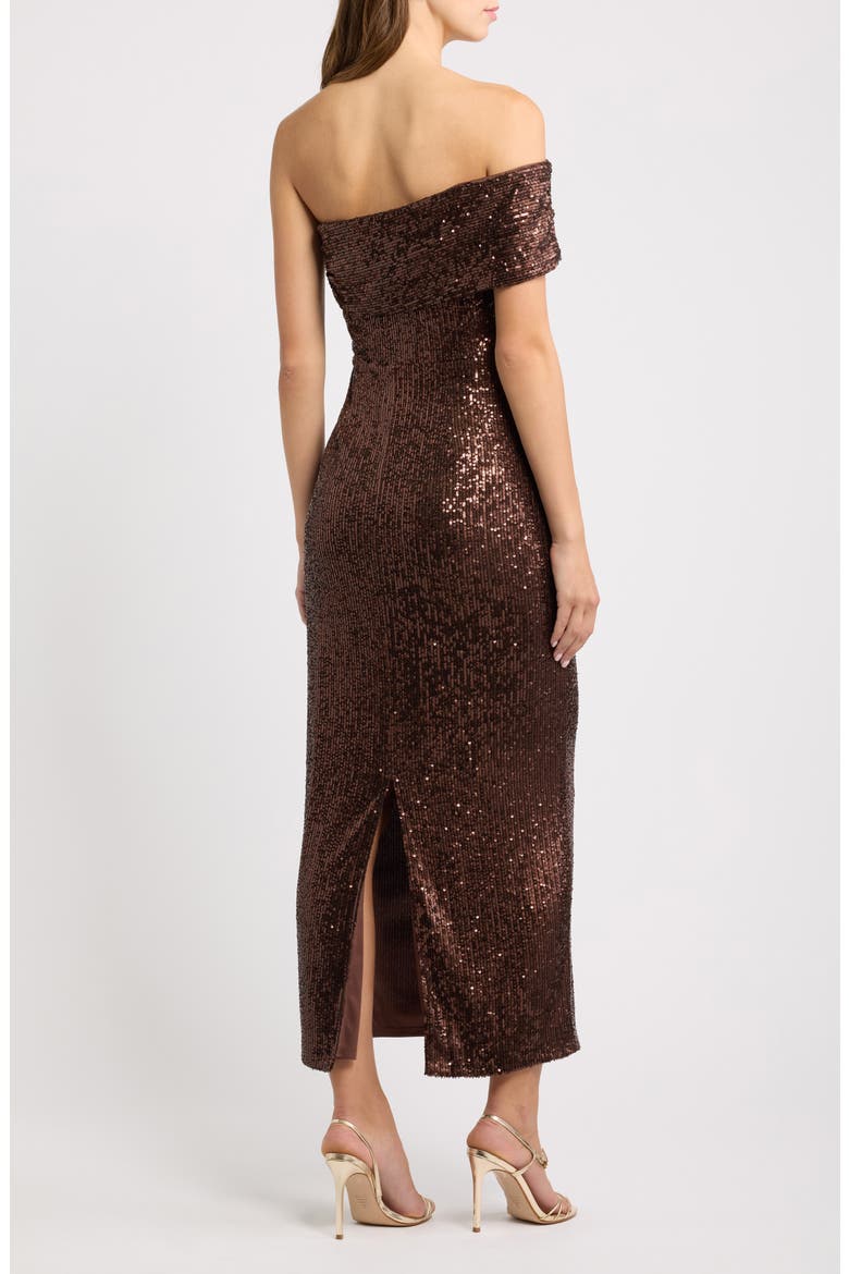 Sequin Ruched Gown, Alternate, color, CHOCOLATE