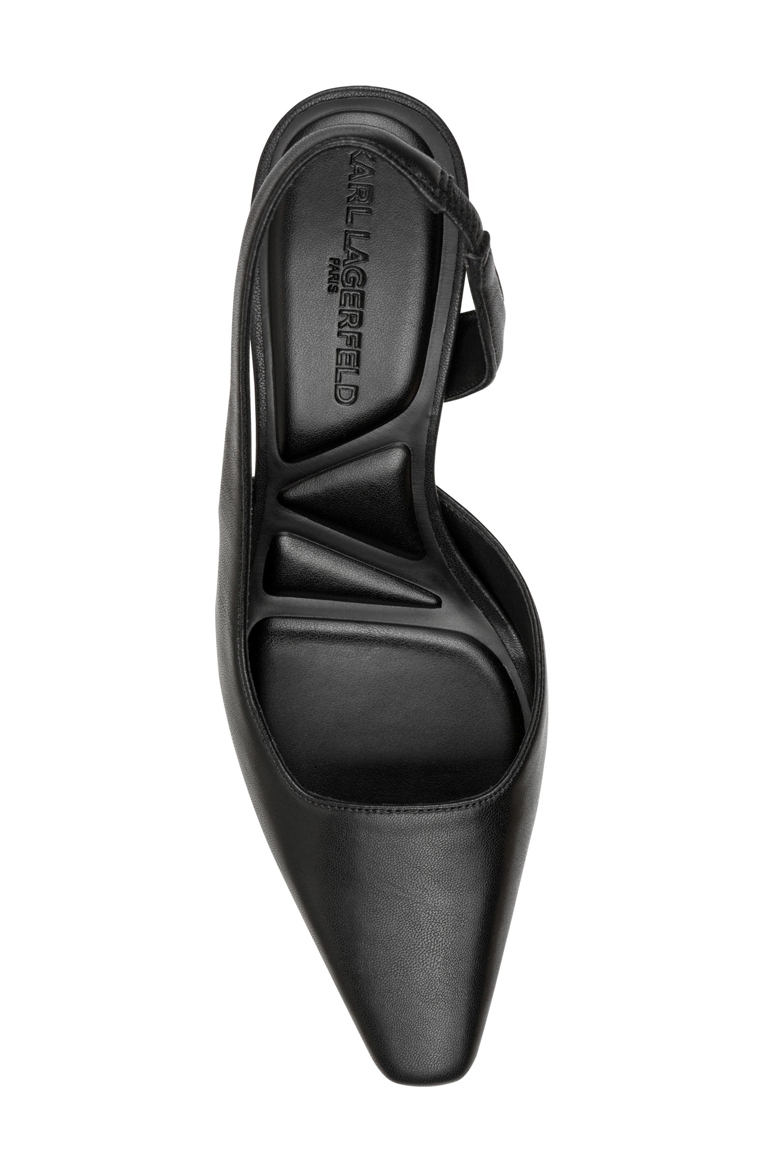KARL LAGERFELD Sheenz Pointed Toe Slingback Pump, Alternate, color, Black