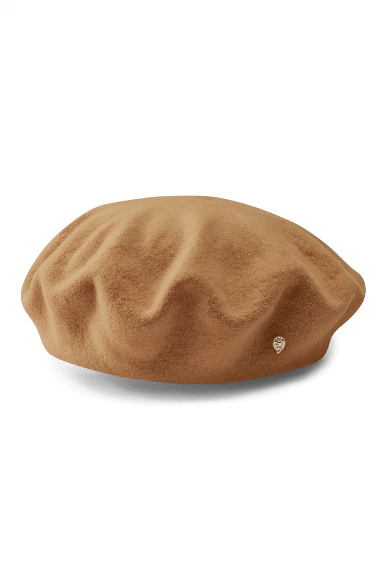 Ali Merino Wool Beret, Main, color, PALE CAMEL