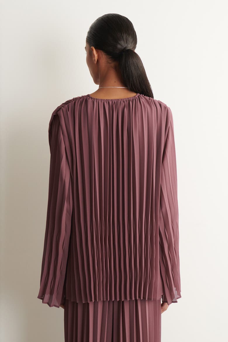 Tie-front Pleated Georgette Blouse, Alternate, color, RUST