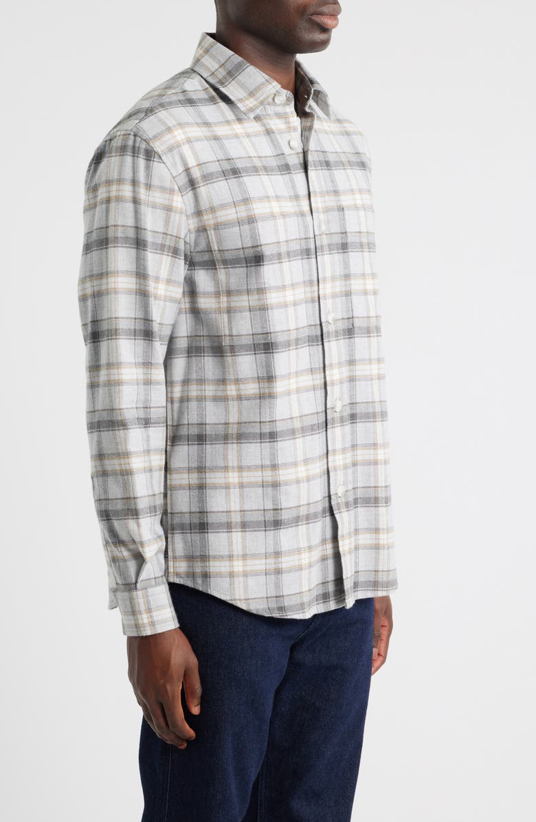 BOSS Owen Relaxed Fit Plaid Cotton Flannel Button-Up Shirt, Alternate, color, Medium Grey