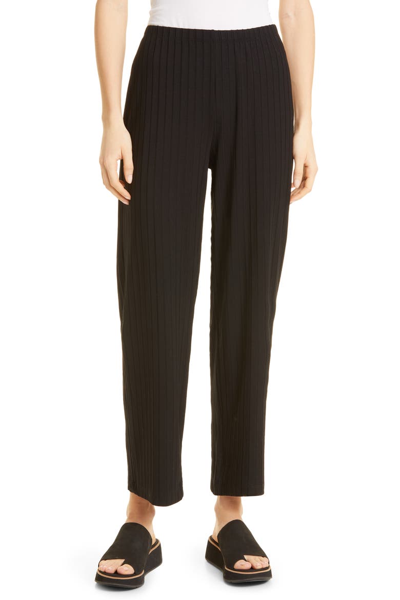 Rib Ankle Pant, Main, color, BLACK