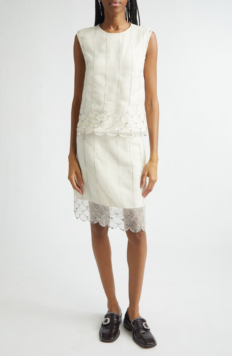 Wales Bonner Triumph Beaded Silk Organza Shirt, Alternate, color, Ivory