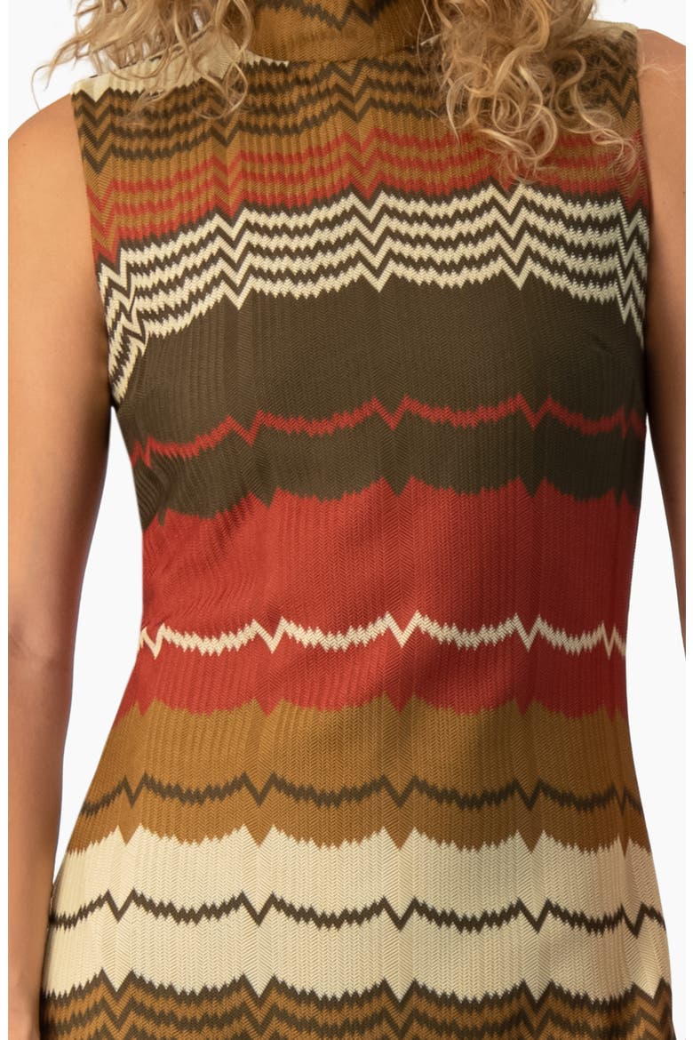 Colorblock Zigzag Knit Mock-Neck Sleeveless Maxi Dress, Alternate, color, Bone