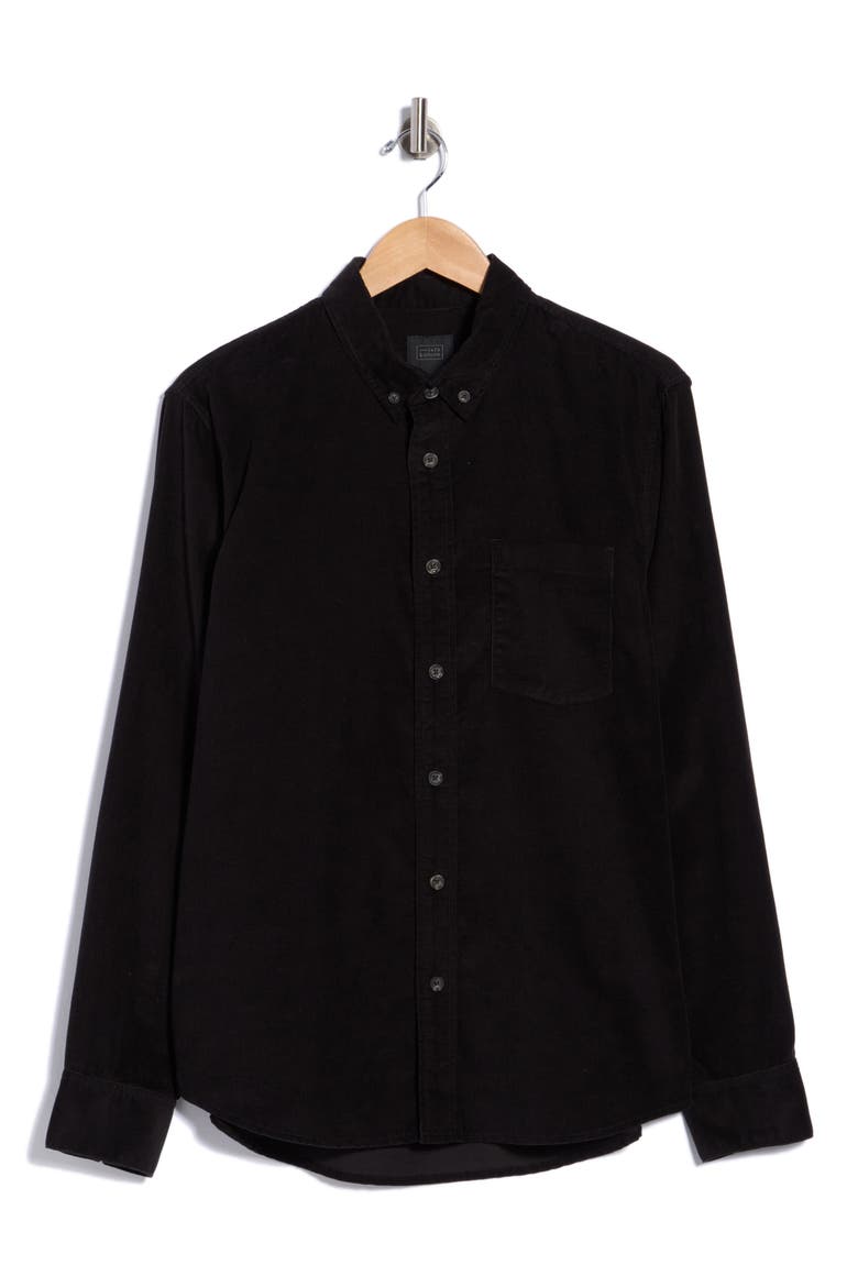 Corduroy Button-Down Shirt, Alternate, color, BLACK